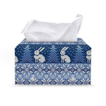 Snow Rabbit Knitted Pattern Print Leather Tissue Box Cover