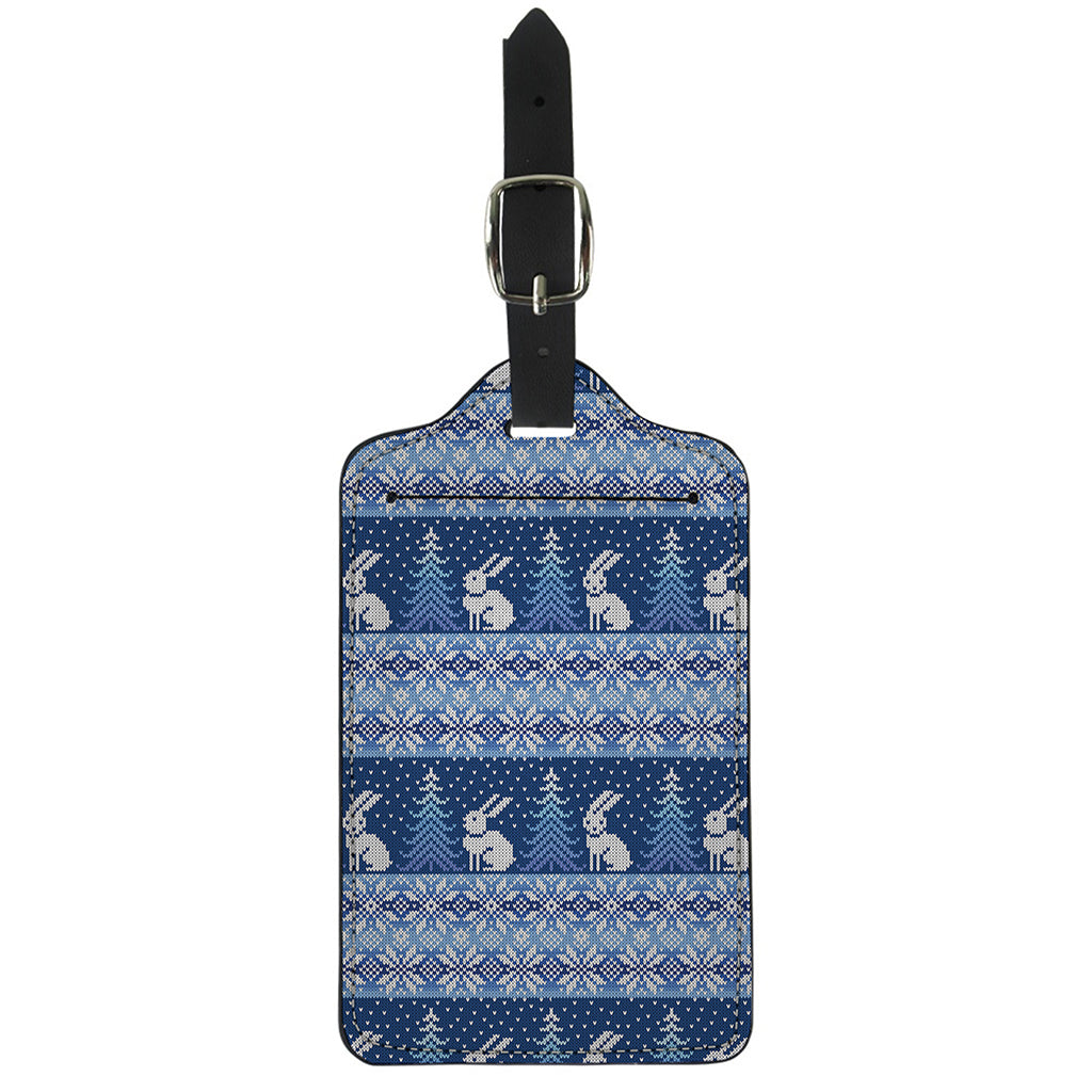 Snow Rabbit Knitted Pattern Print Luggage Tag