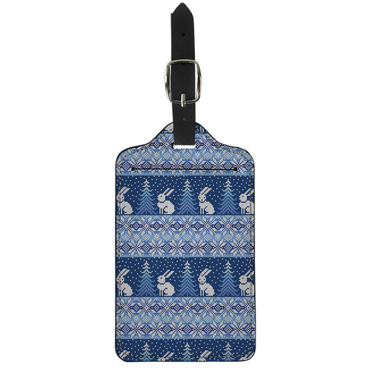 Snow Rabbit Knitted Pattern Print Luggage Tag