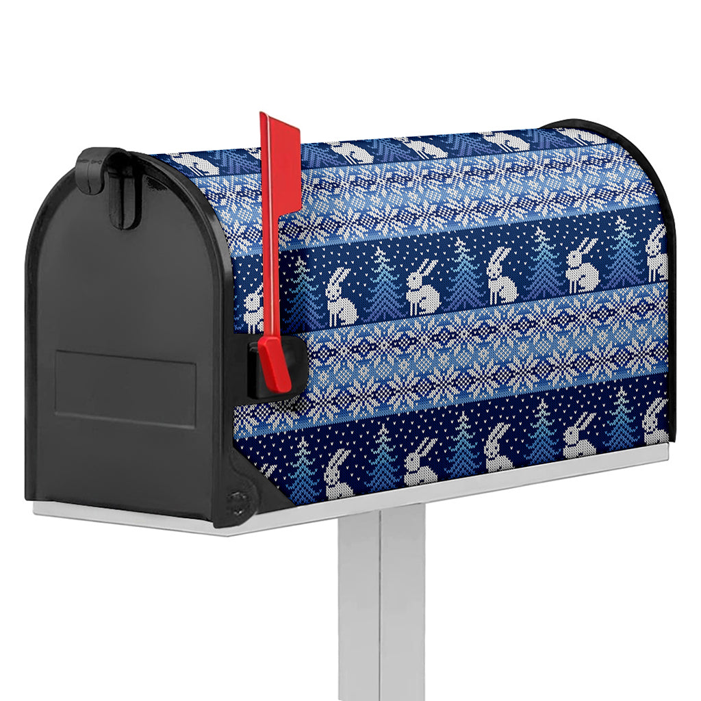 Snow Rabbit Knitted Pattern Print Mailbox Cover