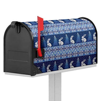 Snow Rabbit Knitted Pattern Print Mailbox Cover