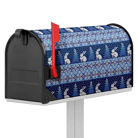 Snow Rabbit Knitted Pattern Print Mailbox Cover