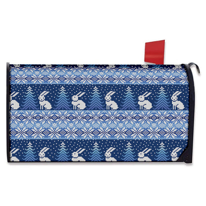 Snow Rabbit Knitted Pattern Print Mailbox Cover