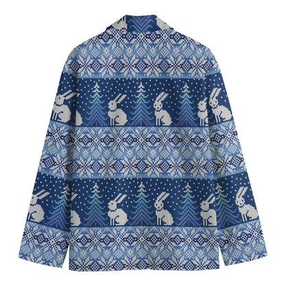 Snow Rabbit Knitted Pattern Print Men's Blazer