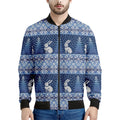 Snow Rabbit Knitted Pattern Print Men's Bomber Jacket
