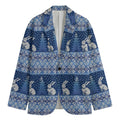 Snow Rabbit Knitted Pattern Print Men's Cotton Blazer