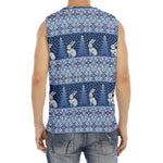 Snow Rabbit Knitted Pattern Print Men's Fitness Tank Top