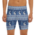 Snow Rabbit Knitted Pattern Print Men's Long Boxer Briefs