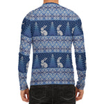 Snow Rabbit Knitted Pattern Print Men's Long Sleeve Rash Guard