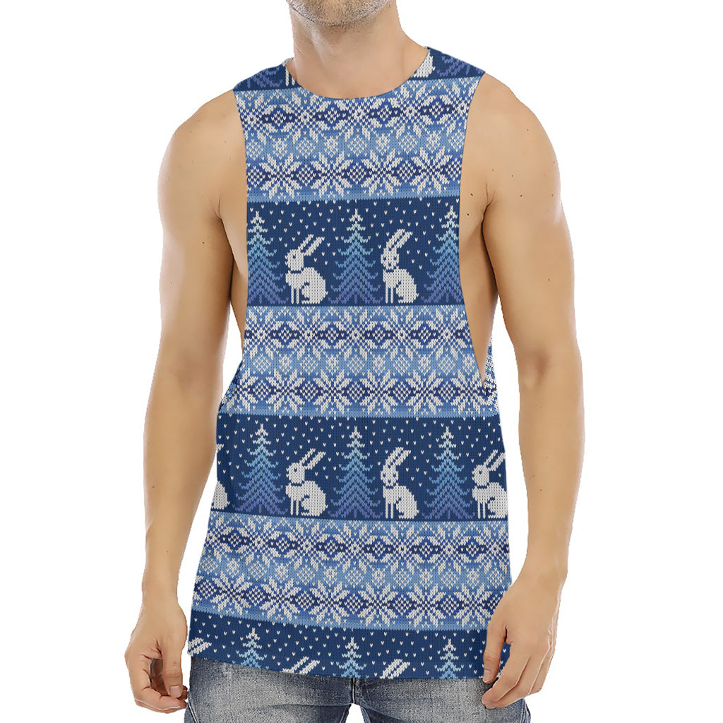 Snow Rabbit Knitted Pattern Print Men's Muscle Tank Top