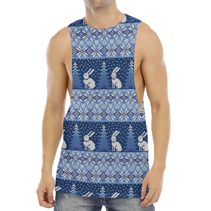 Snow Rabbit Knitted Pattern Print Men's Muscle Tank Top