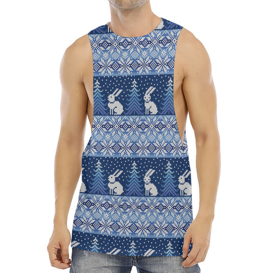 Snow Rabbit Knitted Pattern Print Men's Muscle Tank Top