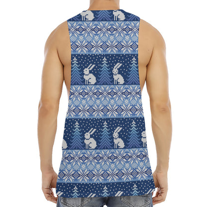 Snow Rabbit Knitted Pattern Print Men's Muscle Tank Top