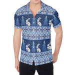 Snow Rabbit Knitted Pattern Print Men's Shirt