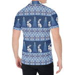 Snow Rabbit Knitted Pattern Print Men's Shirt