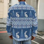 Snow Rabbit Knitted Pattern Print Men's Shirt Jacket