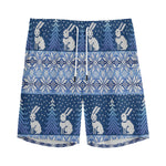 Snow Rabbit Knitted Pattern Print Men's Sports Shorts