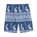 Snow Rabbit Knitted Pattern Print Men's Sports Shorts