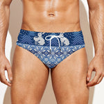 Snow Rabbit Knitted Pattern Print Men's Swim Briefs