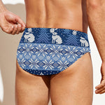 Snow Rabbit Knitted Pattern Print Men's Swim Briefs