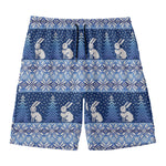 Snow Rabbit Knitted Pattern Print Men's Swim Trunks