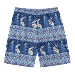 Snow Rabbit Knitted Pattern Print Men's Swim Trunks