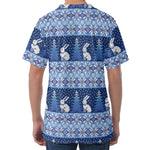 Snow Rabbit Knitted Pattern Print Men's Velvet T-Shirt