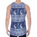 Snow Rabbit Knitted Pattern Print Men's Velvet Tank Top