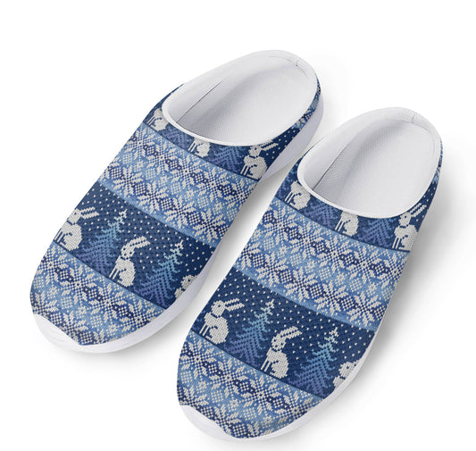 Snow Rabbit Knitted Pattern Print Mesh Casual Shoes
