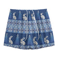 Snow Rabbit Knitted Pattern Print Mesh Shorts