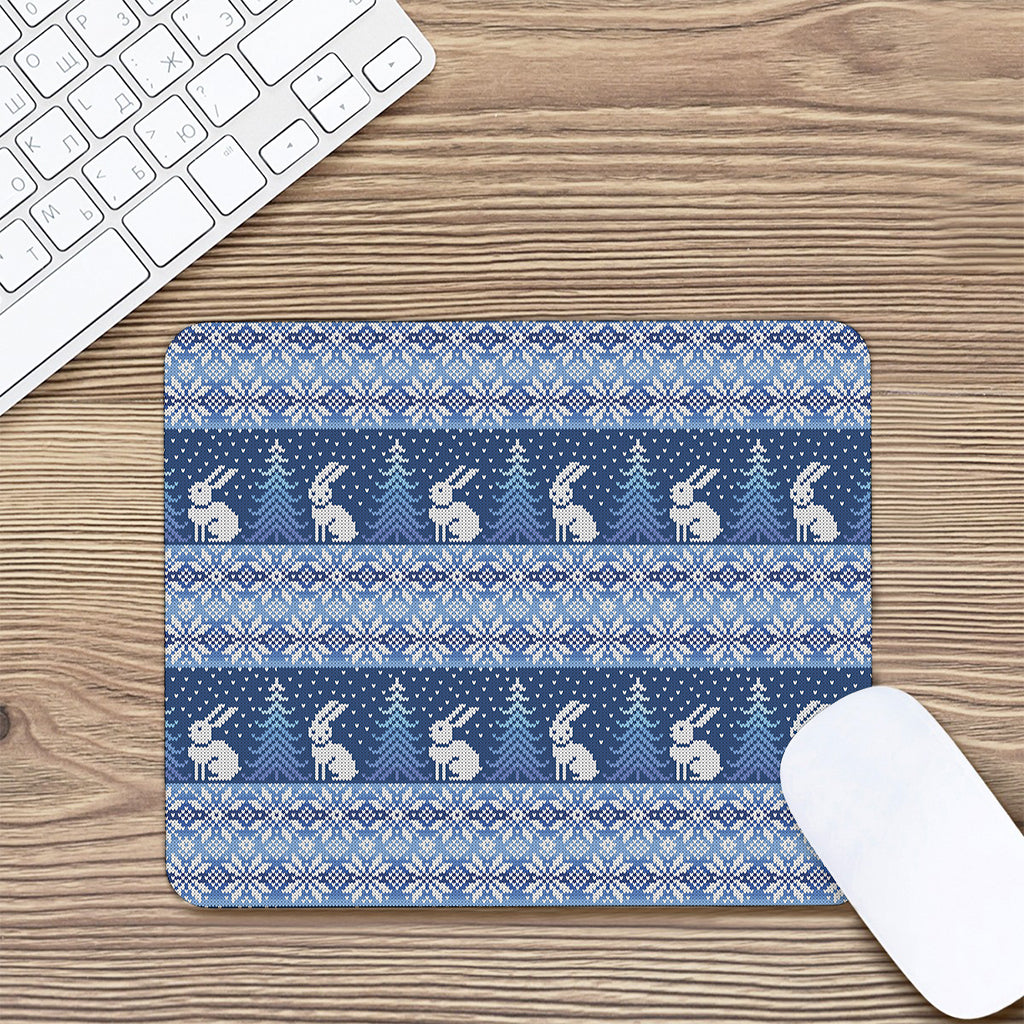 Snow Rabbit Knitted Pattern Print Mouse Pad
