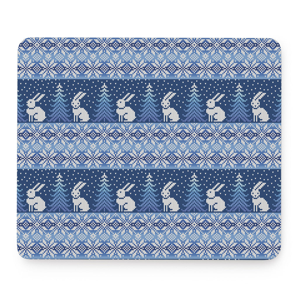 Snow Rabbit Knitted Pattern Print Mouse Pad