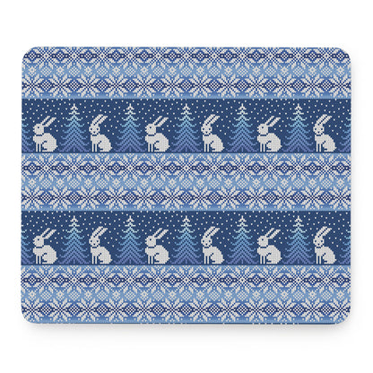 Snow Rabbit Knitted Pattern Print Mouse Pad