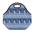 Snow Rabbit Knitted Pattern Print Neoprene Lunch Bag