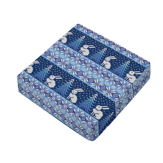 Snow Rabbit Knitted Pattern Print Outdoor Seat Cushion Cover