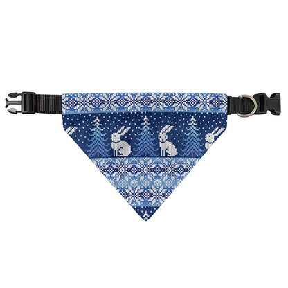 Snow Rabbit Knitted Pattern Print Over The Collar Dog Bandana