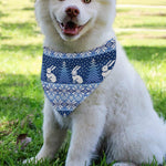 Snow Rabbit Knitted Pattern Print Over The Collar Dog Bandana