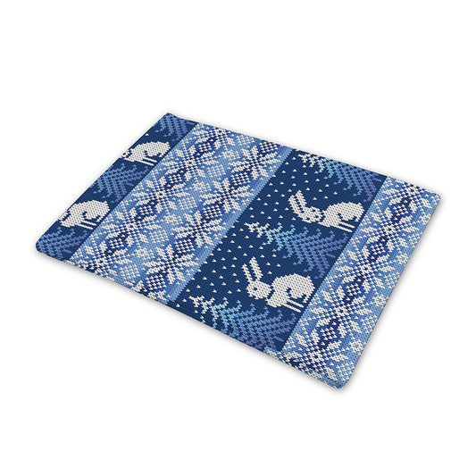 Snow Rabbit Knitted Pattern Print Pet Cooling Mat Cover