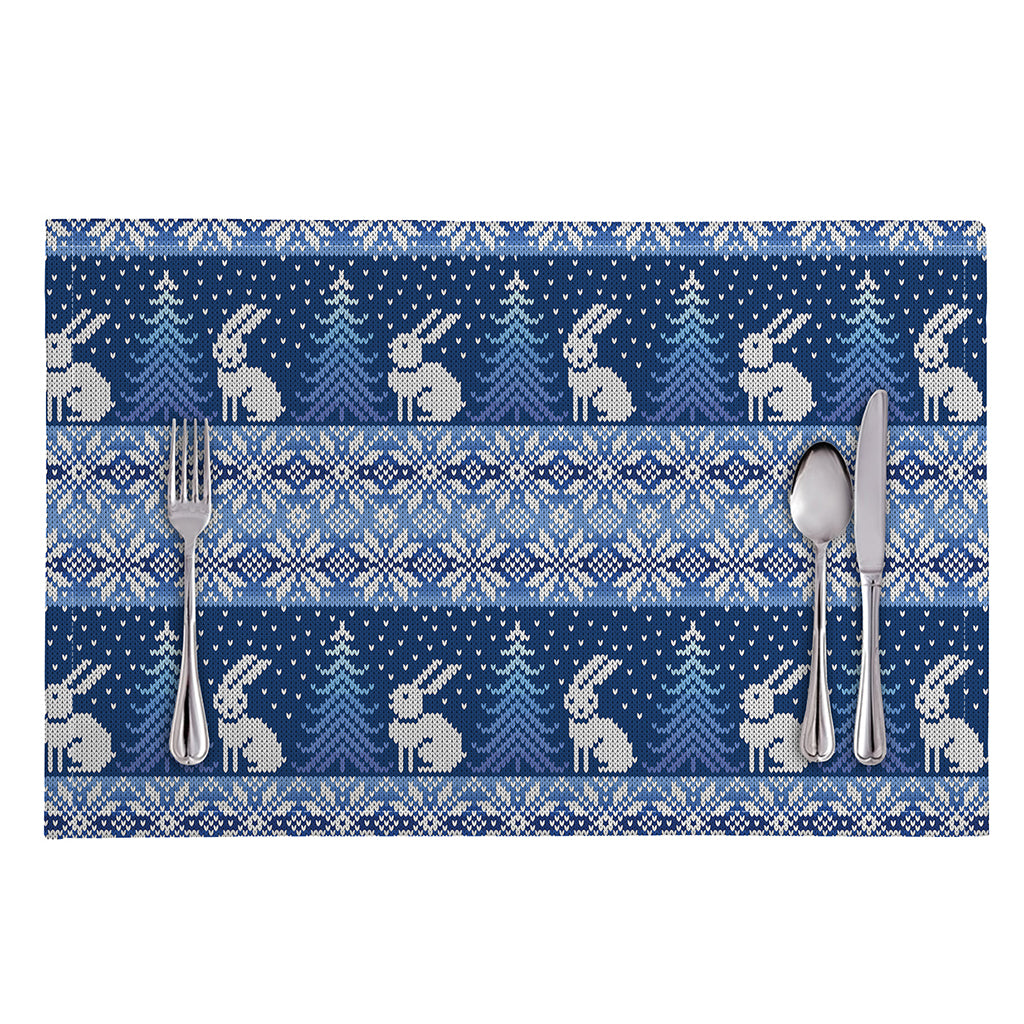 Snow Rabbit Knitted Pattern Print Placemat
