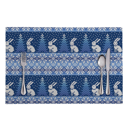 Snow Rabbit Knitted Pattern Print Placemat