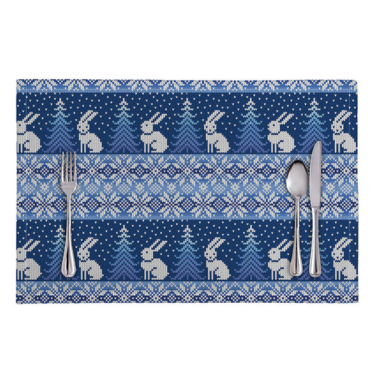 Snow Rabbit Knitted Pattern Print Placemat