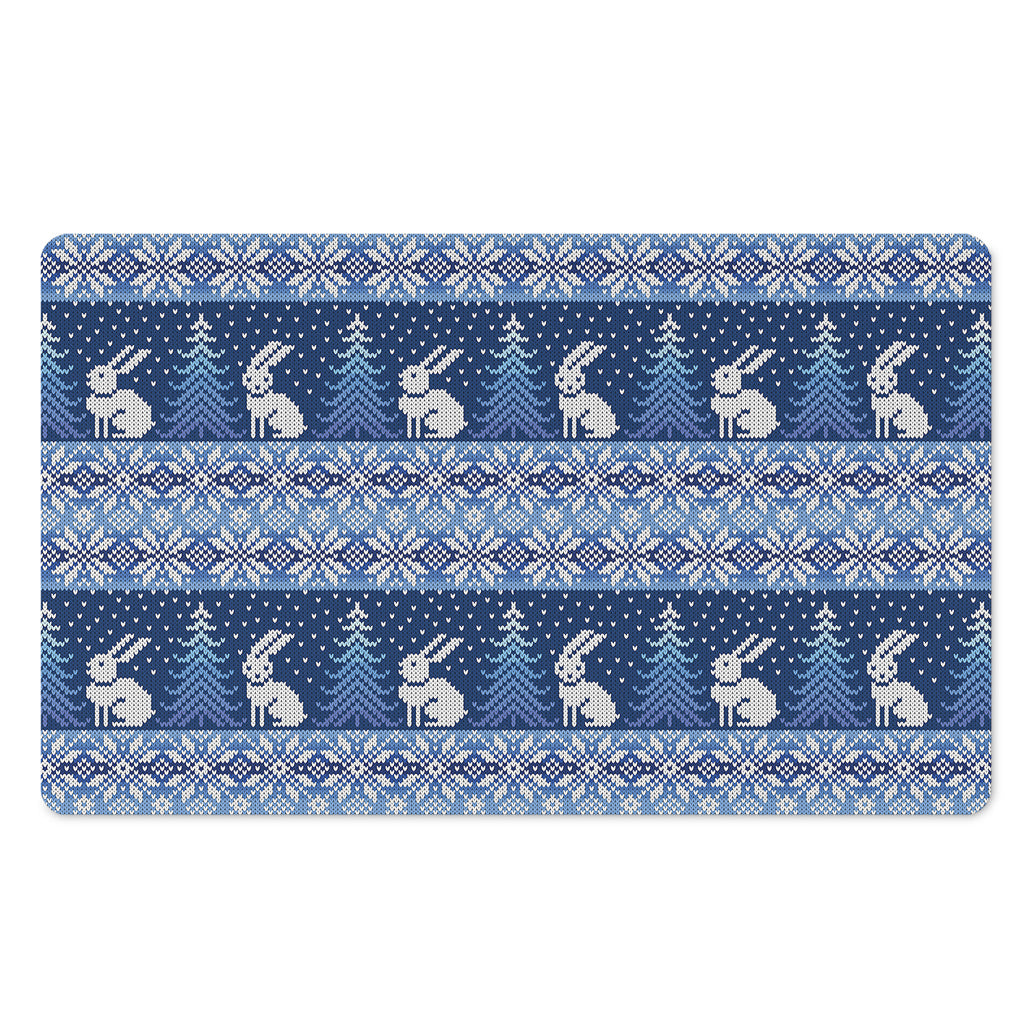 Snow Rabbit Knitted Pattern Print Polyester Doormat