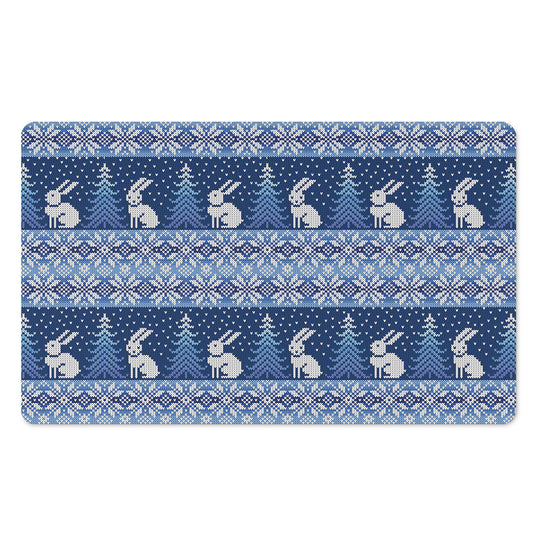 Snow Rabbit Knitted Pattern Print Polyester Doormat