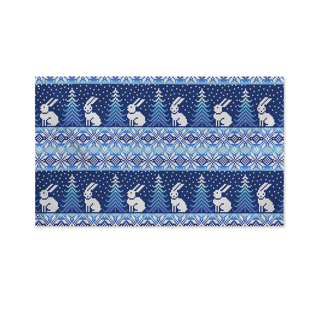 Snow Rabbit Knitted Pattern Print Polyester Flag