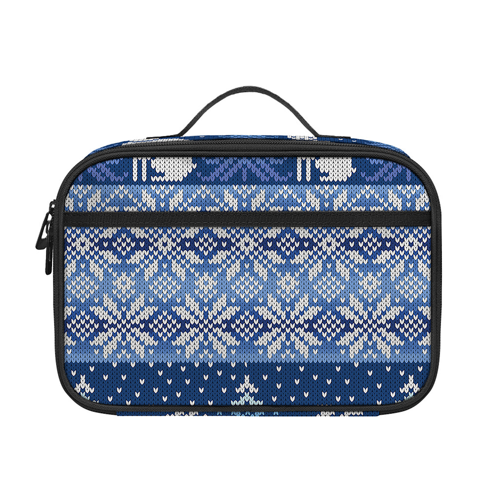 Snow Rabbit Knitted Pattern Print Portable Lunch Bag