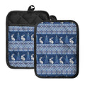 Snow Rabbit Knitted Pattern Print Pot Holders With Pocket