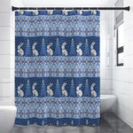 Snow Rabbit Knitted Pattern Print Premium Shower Curtain