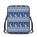 Snow Rabbit Knitted Pattern Print Rectangular Crossbody Bag