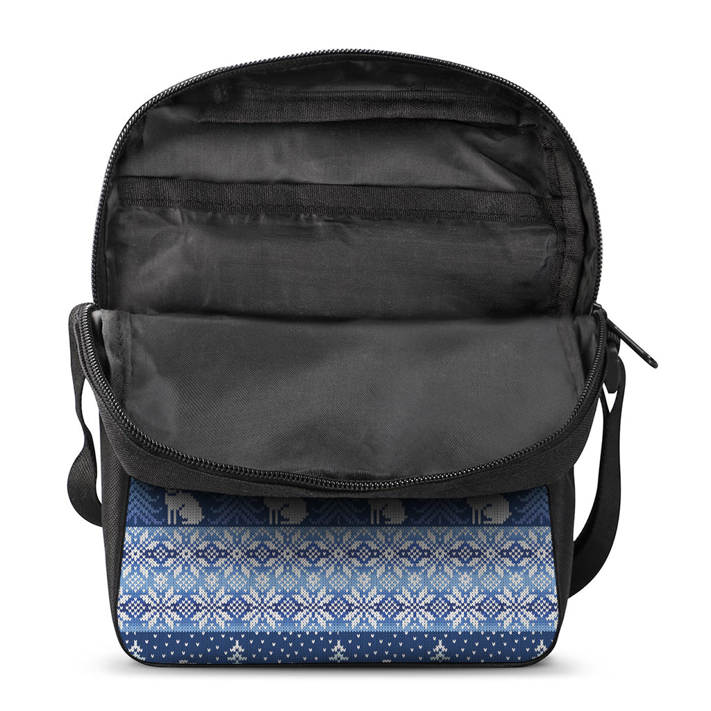 Snow Rabbit Knitted Pattern Print Rectangular Crossbody Bag