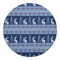 Snow Rabbit Knitted Pattern Print Round Blanket